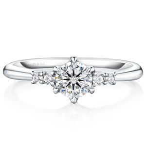 Moissanite 0.5CT 0.3CT 5 taşlar Lab oluşturulan VVS1 GRA 14K beyaz altın kaplama S925 gümüş söz kadın nişan yüzüğü - Product Image 1