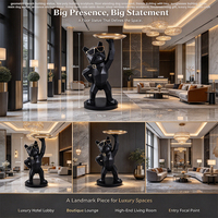 Statue de bouledogue français peinte à la main de qualité supérieure, sculpture en résine avec plateau doré pour la décoration de luxe des hôtels et des maisons
