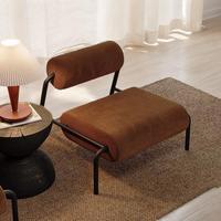 Fauteuil individuel en velours côtelé de style Mid-century Modern avec structure en fer, chaise de loisirs design pour chambre à coucher, mobilier d'intérieur