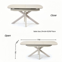 Table à manger extensible en céramique beige brillante de 11 mm, design simple, plateau ovale, gain de place, mobilier de salle à manger pour appartement