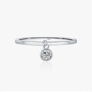 Real 925 <b>Sterling</b> <b>Silver</b> Rhodium Plated Bezel <b>Set</b> Simple Sparkling D Color Moissanite Stackable Charm <b>Rings</b> for Women Fine - Product Image 1