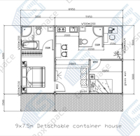 BOX SPACE 7.5*9m Appartement Conteneur Personnalisé avec 2 Chambres Maisons Portables à Vendre Bâtiment Modulaire en Conteneurs