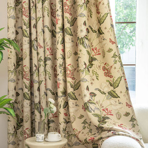 Rideaux imprimés botaniques style <span class=keywords><strong>jardin</strong></span> anglais, papillons et fleurs, voilages filtrants la lumière pour salon et chambre, vente en gros au mètre en rouleau - Product Image 5