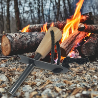 Vente chaude personnalisée 1/3 pouces d'épaisseur manche en bois Ferro tige allume-feu tige de silex pour la survie en Camping