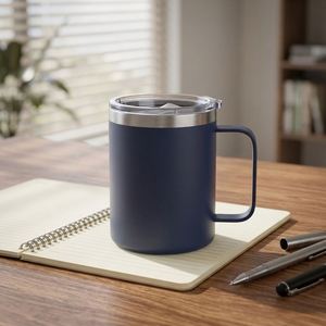 12oz Stainless Steel <b>Coffee</b> Mug with Handle Double Wall Vacuum Insulated Travel Tumbler Cup with Lid for School College Office - Product Image 1