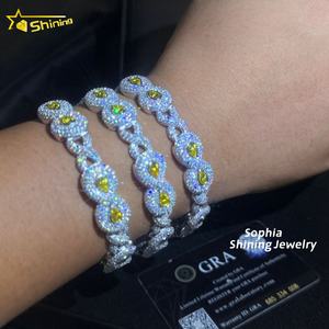 Nieuwkomers 13Mm Mode Kanarie Gele Diamant Hiphop Iced Out Moissanite Infinity Design Cubaanse Link Armband Voor Heren - Product Image 1