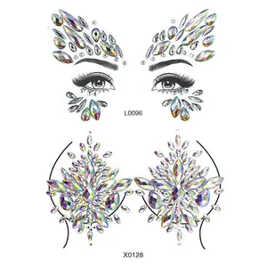 Carnival Festival Rhinestone Body and Face Jewelry Stick-On Crystal Tattoo Nipple Chest Gem Stones Stickers for Nail Art