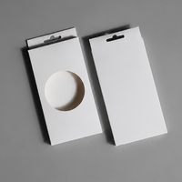 Caja de Embalaje para Teléfono Móvil Kraft Blanca con Ventana Redonda, Caja Vacía con Pestaña para Colgar, para Electrónica de Consumo, OEM, ODM, Directo de Fábrica
