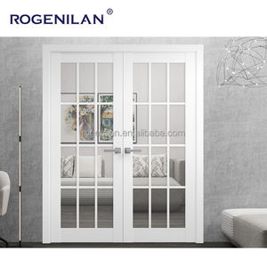 Portes patio françaises minimalistes Rogenilan, étanches, à double vitrage Low-E, en aluminium et verre, avec grille. - Product Image 5