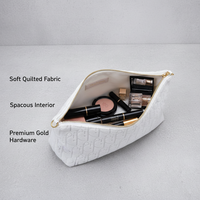 Bolsa de Maquillaje Plana con Diseño Geométrico en Relieve Personalizada Royal Fair, con Cierre de Cremallera, Bolsa de Toalla de Tela de Rizo para Organizador de Artículos de Viaje para Festivales