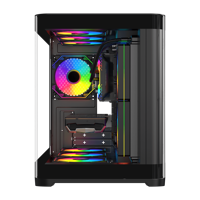 AntarcChill Wholesale Curvy Cube Tempered Glass Mid Tower Gaming Pc Case Micro ATX ITX Desktop Computer Chassis for Gamer Casing
