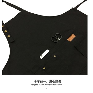 Delantal de herramienta de algodón de barman impermeable negro de alta calidad personalizado de nuevo diseño delantal de lona con espalda cruzada delantal de trabajo de cocina - Product Image 4