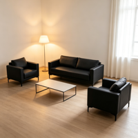 Ensemble de canapés en cuir PU gris 1+1+3, ensemble de canapés modernes économiques pour salon, bureau à domicile et usage commercial