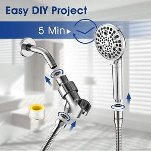 Juego de pulverización de ducha de mano con filtro suavizante de agua cromado de 9 funciones moderno de fabricación - Product Image 5