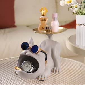 Artesanía de resina puerta de entrada Zapatero inauguración de la casa decoración de sala de estar y dormitorio adornos <span class=keywords><strong>Bulldog</strong></span> francés caja de almacenamiento de llaves - Product Image 3