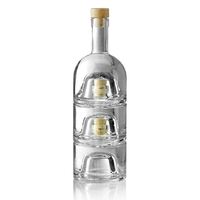 Botella de Vino de Vidrio de Burdeos de 200 ml, Fondo con Depresión Central, Botella de Vidrio Apilable, Cierre de Tapa Metálica