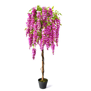 Maceta con Flores <span class=keywords><strong>de</strong></span> Glicinia Artificiales Decorativas, 150 cm <span class=keywords><strong>de</strong></span> Altura, Tronco <span class=keywords><strong>de</strong></span> Plástico, Ecológica, Duradera, Ideal para Bodas y <span class=keywords><strong>Navidad</strong></span> - Product Image 6