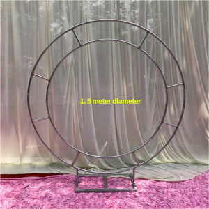Fête nuptiale bal jardin décoration florale Double rond toile de fond support Ballon <span class=keywords><strong>métal</strong></span> tonnelle arc de mariage pour cérémonie, - Product Image 6