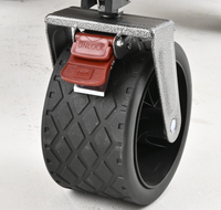Chariot de camping pliable à double niveau, grande capacité, roues tout-terrain, frein à pied, poignée avant et arrière