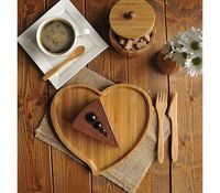 Assiettes à dîner en bois de bambou réutilisables créatives pour les collations aux fruits Plat en forme de coeur