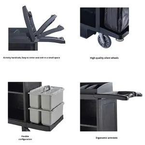 Southern GNF SFC01 layanan kamar Hotel kereta <span class=keywords><strong>Linen</strong></span> plastik troli pembersih kerja lantai khusus - Product Image 3