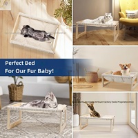 Lit pour chat en bois avec hamac amovible, lavable et respirant, maison pour chats et chiens, endroit de repos frais pour toutes les saisons, utilisation en intérieur