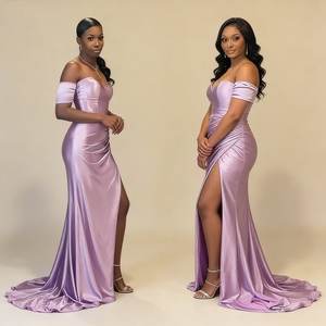 <span class=keywords><strong>Robe</strong></span> de demoiselle d'honneur en satin élastique à épaules dénudées, traîne balayante, fente latérale, <span class=keywords><strong>robe</strong></span> de soirée de <span class=keywords><strong>mariage</strong></span> élégante, couleur personnalisée - Product Image 4