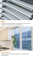 ROGENILAN Persiennes en verre verticales ajustables sur mesure Cadre en aluminium Persienne fixe en verre Louvre Jalousie Windows avec moustiquaire