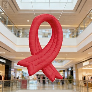 ริบบิ้นสีแดงเป่าลมขนาดใหญ่ รุ่นโบว์สีแดงเป่าลม พร้อมไฟ LED ส่องสว่างเพื่อสร้างความตระหนัก สำหรับแคมเปญสุขภาพ/กิจกรรมสาธารณะ/โปรโมชั่น - Product Image 4