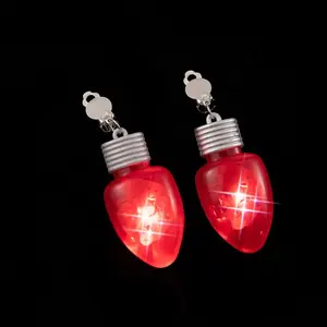 Anting-anting LED modis bergaya merah hijau terang anting-anting pencahayaan bersinar LED berkedip telinga pesta dengan klip tanpa lubang