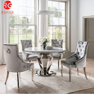 Meubles de salon <span class=keywords><strong>Arturo</strong></span> ensembles de table à manger ronde ensembles de salle à manger en marbre gris chromé table à manger et 4 chaises - Product Image 2