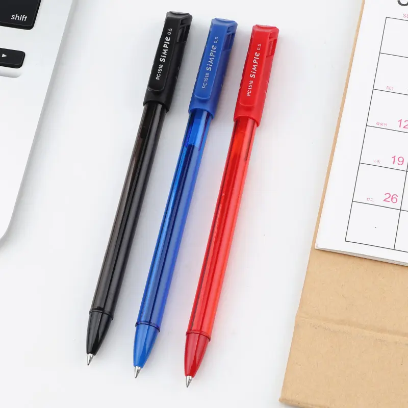 Profissional exportação preto vermelho azul tinta escritório gel caneta 0,5mm ponta diâmetro neutro caneta