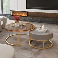 Ensemble de table basse en verre et dalle rocheuse de style nordique 2025, luxe léger, moderne, simple, meubles de maison pour petit appartement, salon