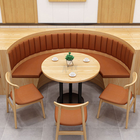 Ensemble de sièges en cuir PU et bois pour restaurant, banquette incurvée pour café, restaurant