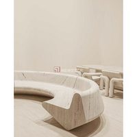Newstar Usine Pierre De Marbre Naturel Table Personnalisée avec Chaise Italienne Super Blanc Travertin Table À Manger Ensemble pour Salle À Manger