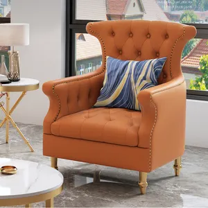 Modern Leisure Leather Single Seat Sofa chair Luxury Hotel home Living Room Relaxing chesterfield Chair