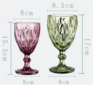 Verres à vin vintage européens épais 4 couleurs gaufrées