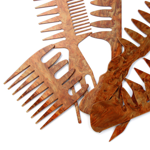 Set di pettini portatili in plastica OEM/ODM per salone, con pettine a forcella e pettine a spina di pesce, per lo styling di capelli afro con pomata e oli. - Product Image 6