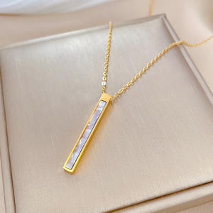 Beimu Lange Halskette mit Temperament, Extrem Schlichte Persönlichkeit, Echte Goldkette im Windofen, Damen Ins Schlüsselbein-Kette - Product Image 4