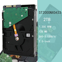 Disque dur interne d'entreprise ST2000NX0433 2 To 2,5 pouces d'occasion 7200 tr/min 128 Mo SAS 12 Gbit/s avec boîtier métal et plastique