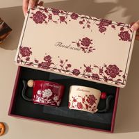 Tasse en céramique « Langage des roses », tasse à eau pour couple, tasse à café pour le bureau et la maison, souvenir de mariage, cadeau de mariage