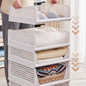 Pieghevole armadio Organizer armadio impilabile scatole <span class=keywords><strong>di</strong></span> immagazzinaggio in plastica cesti porta <span class=keywords><strong>vestiti</strong></span> <span class=keywords><strong>organizzatore</strong></span> <span class=keywords><strong>per</strong></span> la casa - Product Image 4