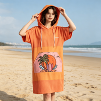 Serviette de plage à capuche en microfibre à séchage rapide pour adultes et enfants, imprimée avec un motif personnalisé, pour les voyages, la plage, le camping et la salle de sport