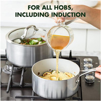 Ensemble de casseroles et poêles en acier inoxydable 3 plis de qualité supérieure, 10 pièces, avec couvercles en acier inoxydable