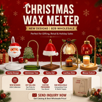Nouvelle Lampe Chauffe-Cire de Noël, Lampe d'Aromathérapie, Motifs Élan, Flocon de Neige, Père Noël, Chauffe-Cire Fondue, Minuteur et Variateur de Lumière de Noël