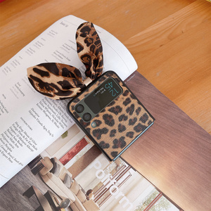 Ốp Điện Thoại Nữ Dễ Thương Thời Trang Nữ Tính Ốp Gập 3 Da Pu In Hình Con Báo Thắt Nơ Cho Samsung <span class=keywords><strong>Galaxy</strong></span> Z - Product Image 5