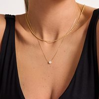 Collier de Solitaire en Zircon rond, pendentif en or jaune, ensemble de lunette, colliers de Solitaire délicat, bijoux en acier inoxydable
