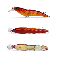 Boîte de 8 appâts artificiels en plastique dur pour crevettes avec hameçons aigus et plumes artificielles pour la pêche
