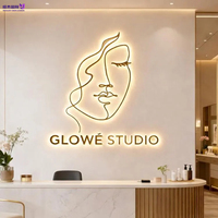 Enseigne électronique 3D découpée au laser avec logo d'entreprise et éclairage LED, étanche IPx6, personnalisable pour bureaux, salons et instituts de beauté