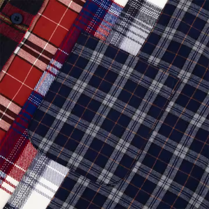 Hot Selling Custom Back Print Patchwork Match Übergroße Baumwolle <span class=keywords><strong>Flanell</strong></span> Herren Plaid Shirt - Product Image 4